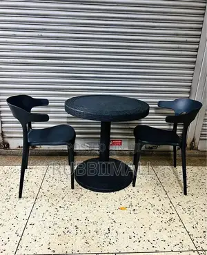 1 Round Table + 2 Minimalist Curved-Back Chair