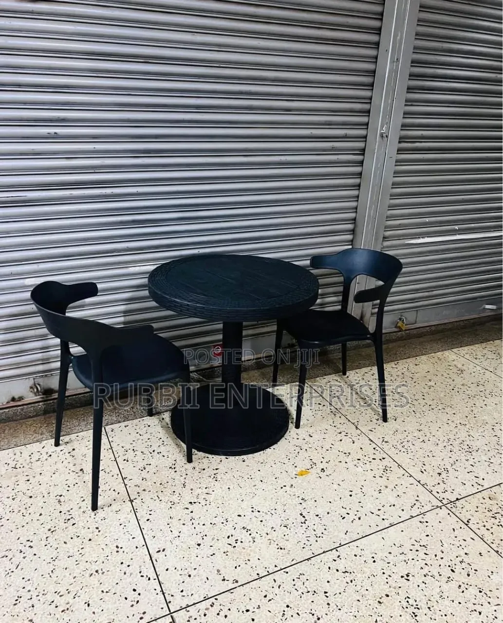 1 Round Table + 2 Minimalist Curved-Back Chair
