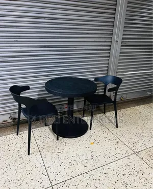 1 Round Table + 2 Minimalist Curved-Back Chair