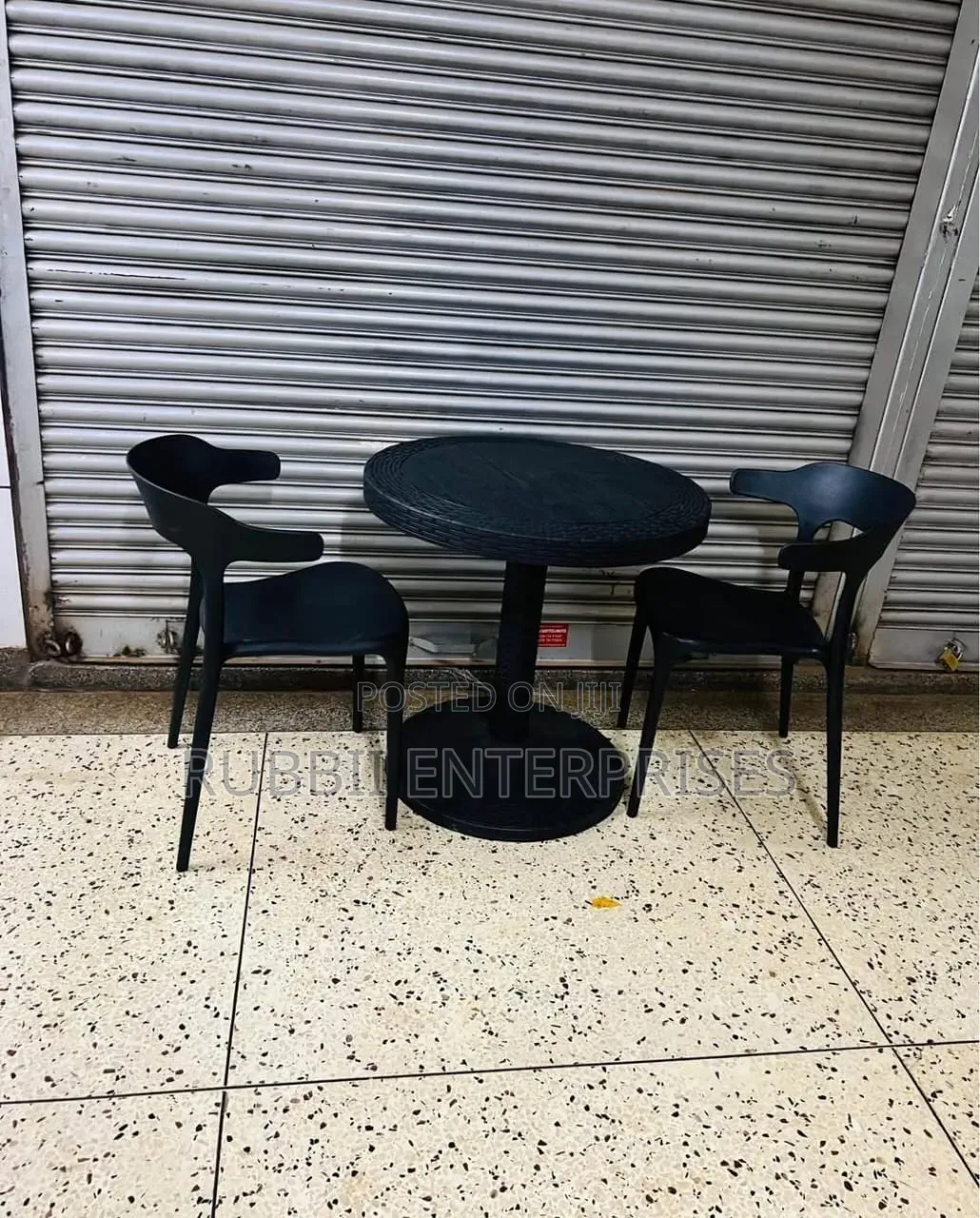1 Round Table + 2 Minimalist Curved-Back Chair