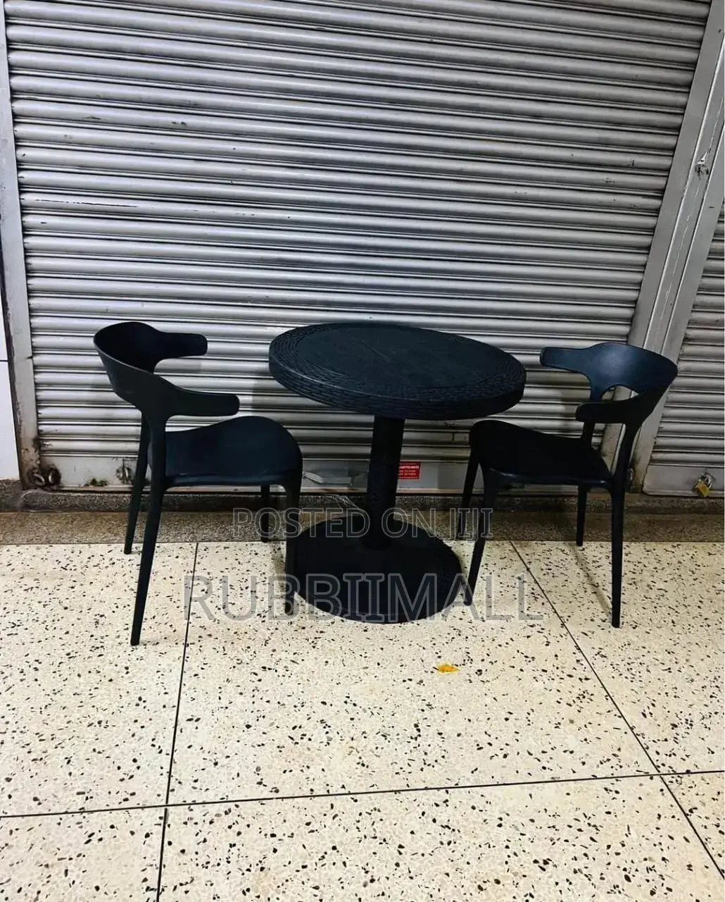 1 Round Table + 2 Minimalist Curved-Back Chair