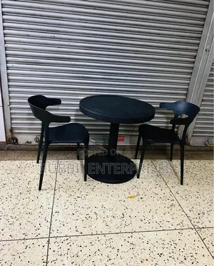 1 Round Table + 2 Minimalist Curved-Back Chair