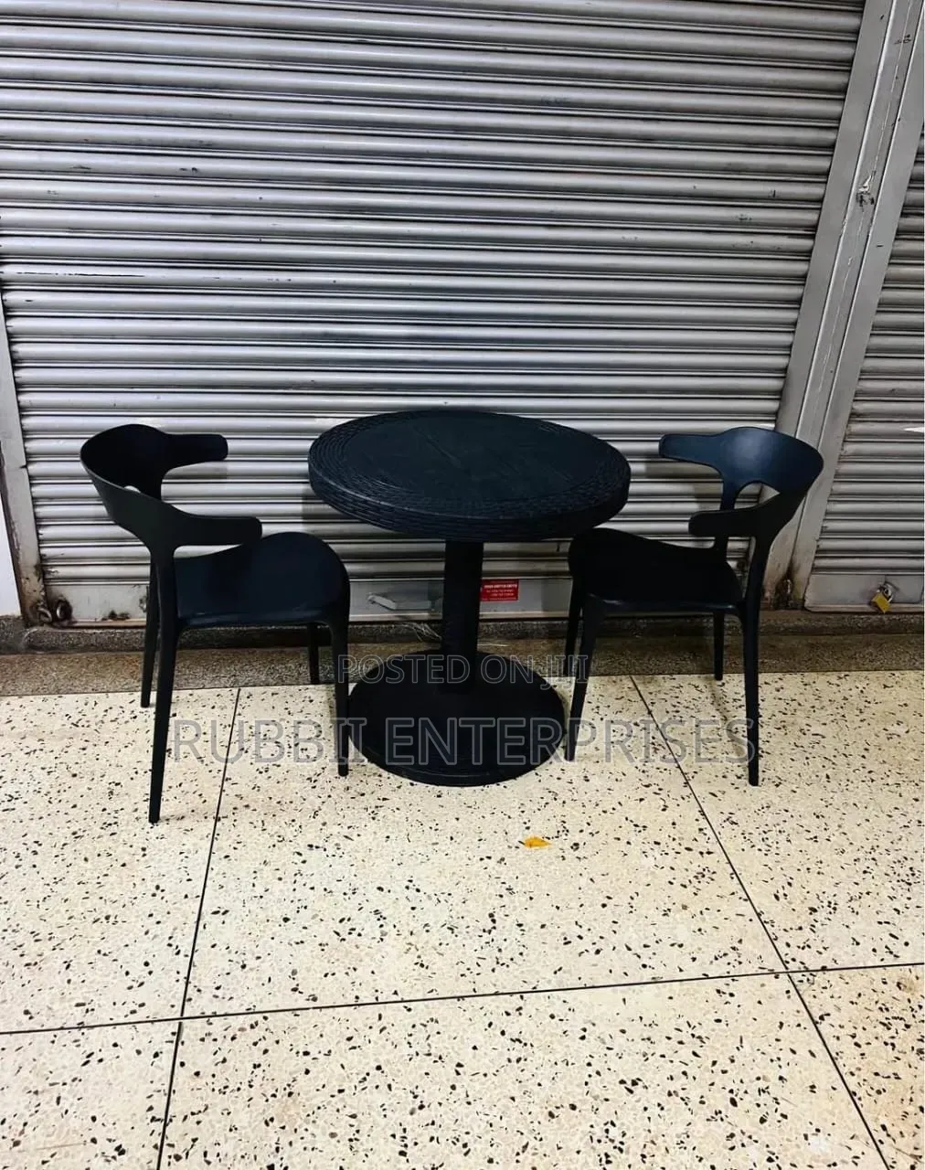 1 Round Table + 2 Minimalist Curved-Back Chair