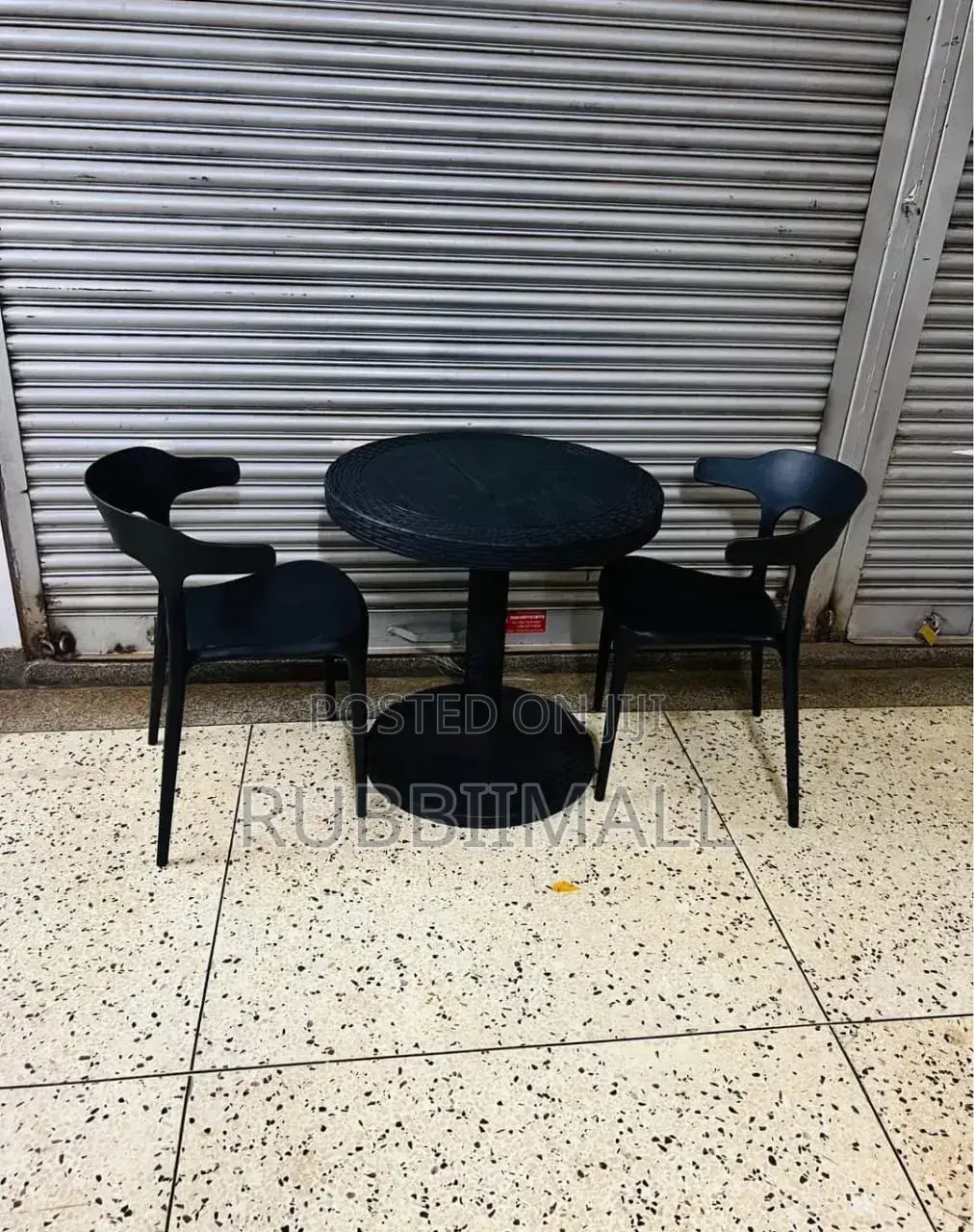 1 Round Table + 2 Minimalist Curved-Back Chair
