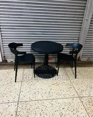 1 Round Table + 2 Minimalist Curved-Back Chair