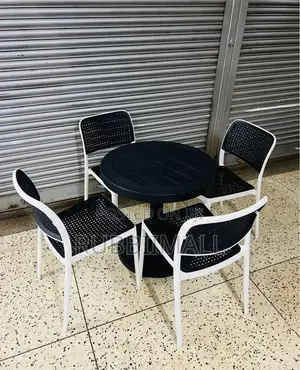1 Round Table + 4 Armless Chair (Black and White)