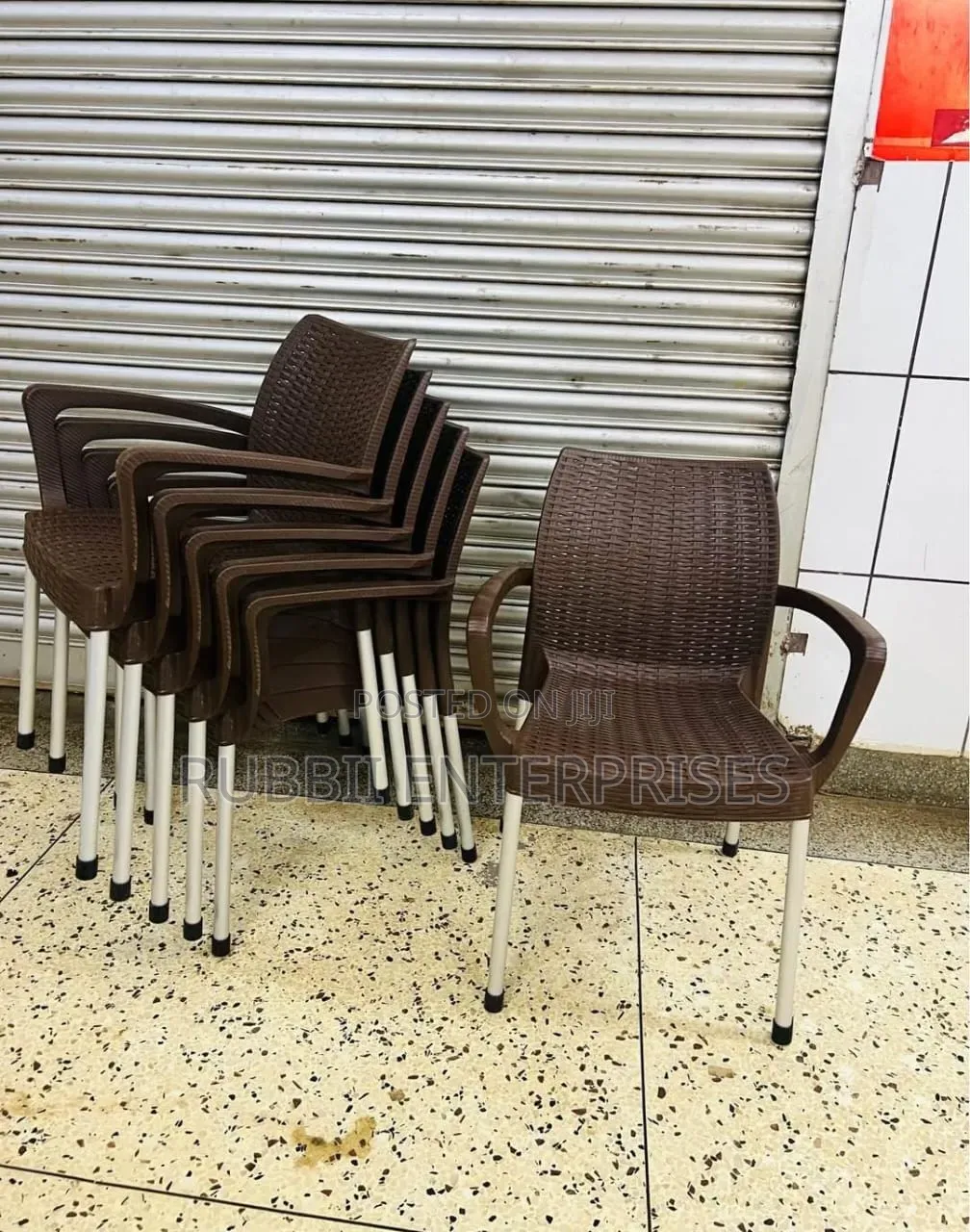 Brown Plastic Woven Chairs