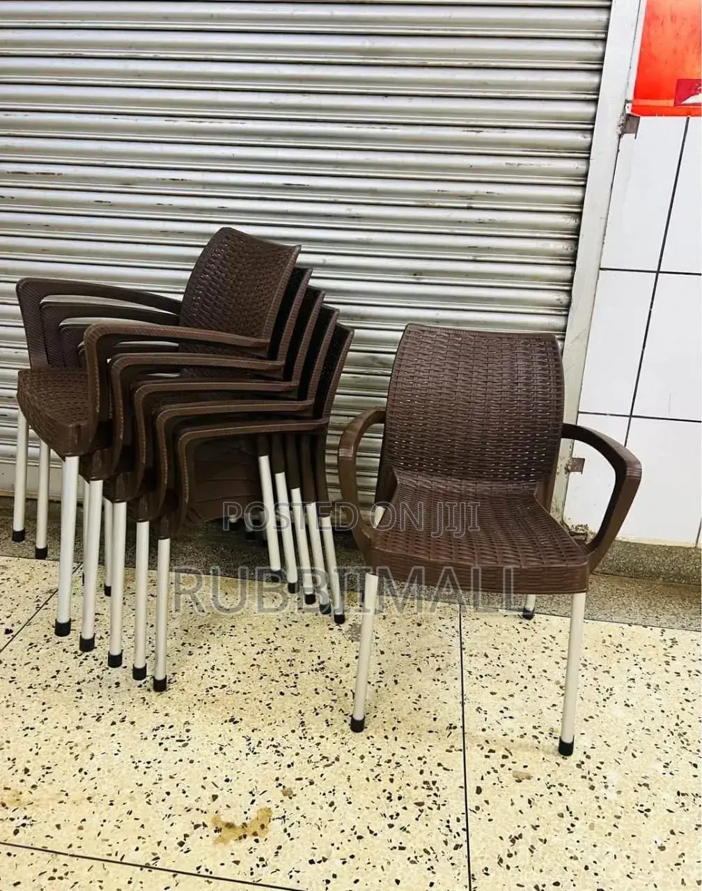 Brown Plastic Woven Chairs