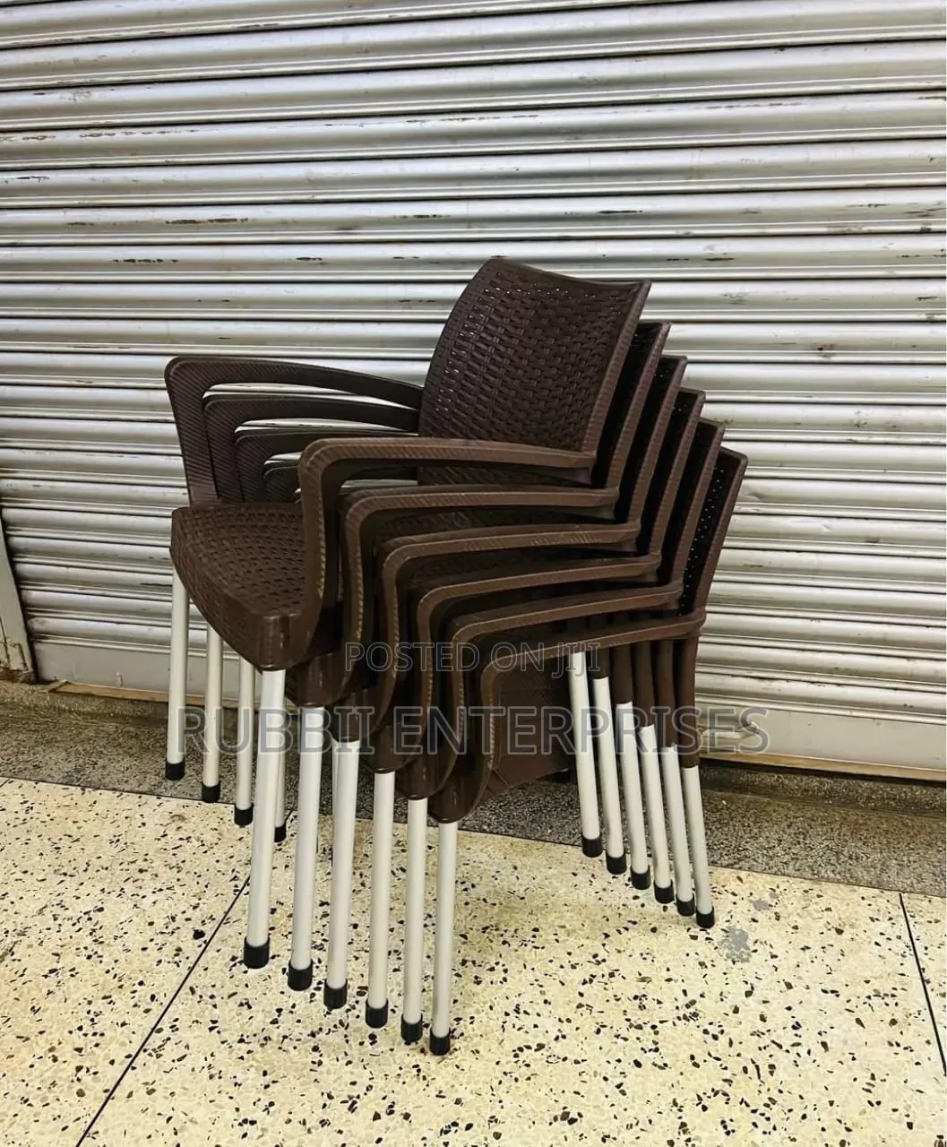 Brown Plastic Woven Chairs