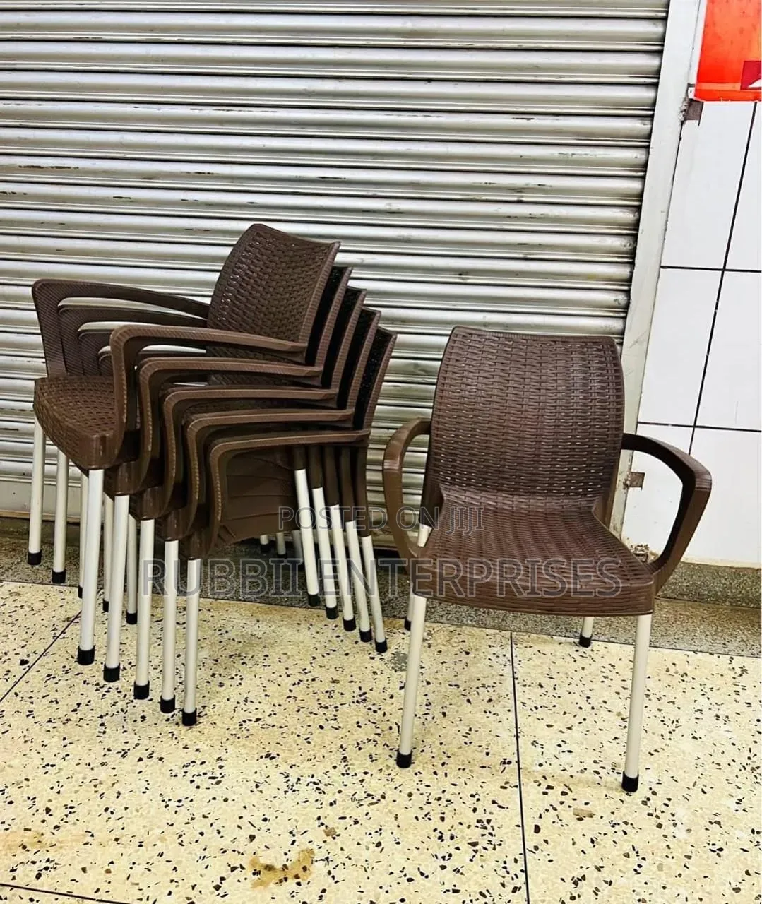Brown Plastic Woven Chairs