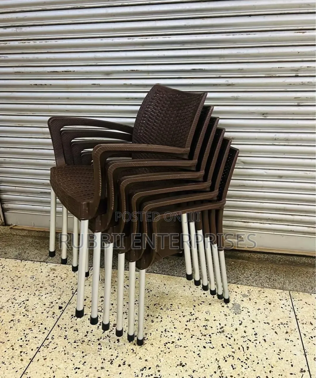Brown Plastic Woven Chairs