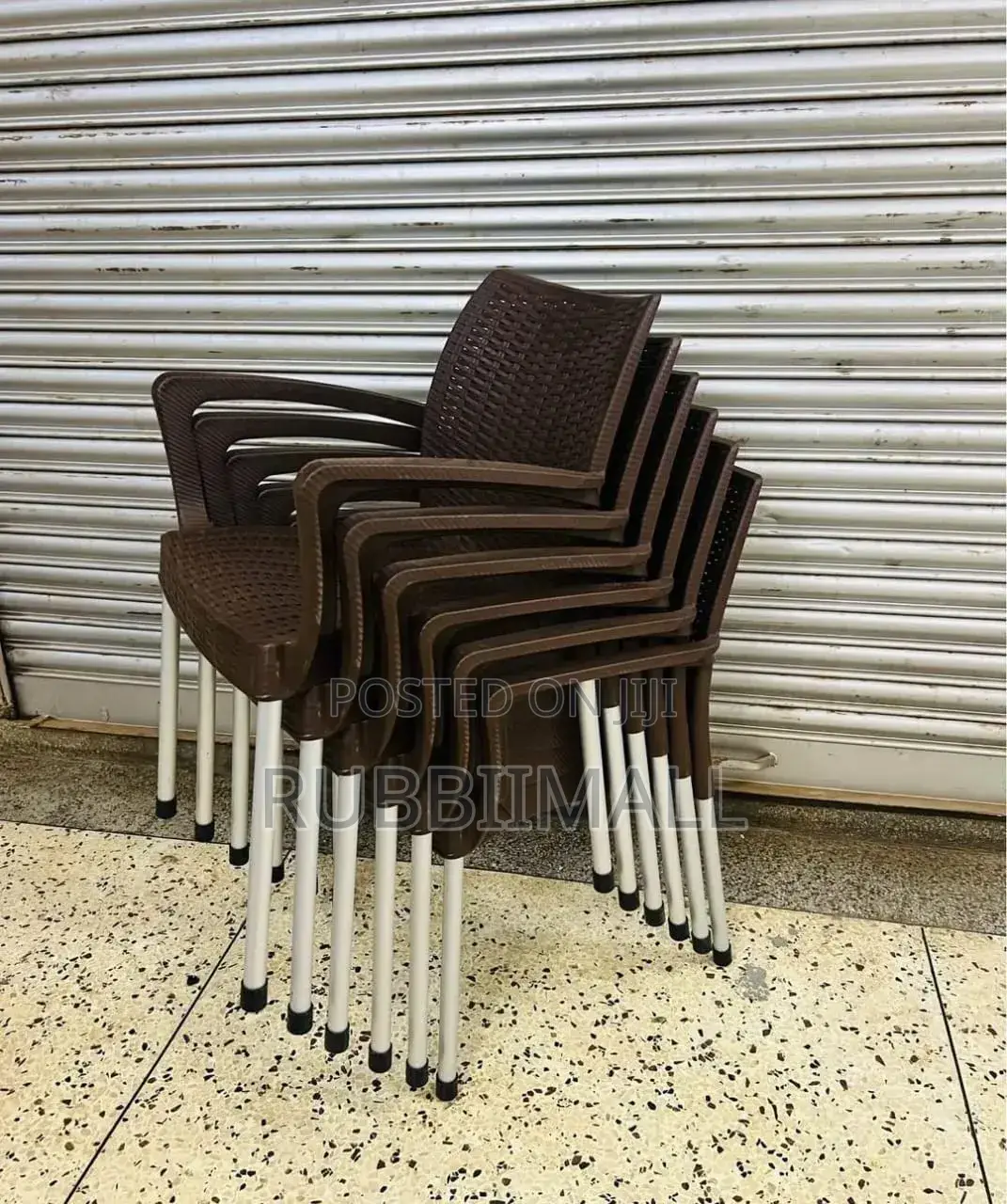 Brown Plastic Woven Chairs