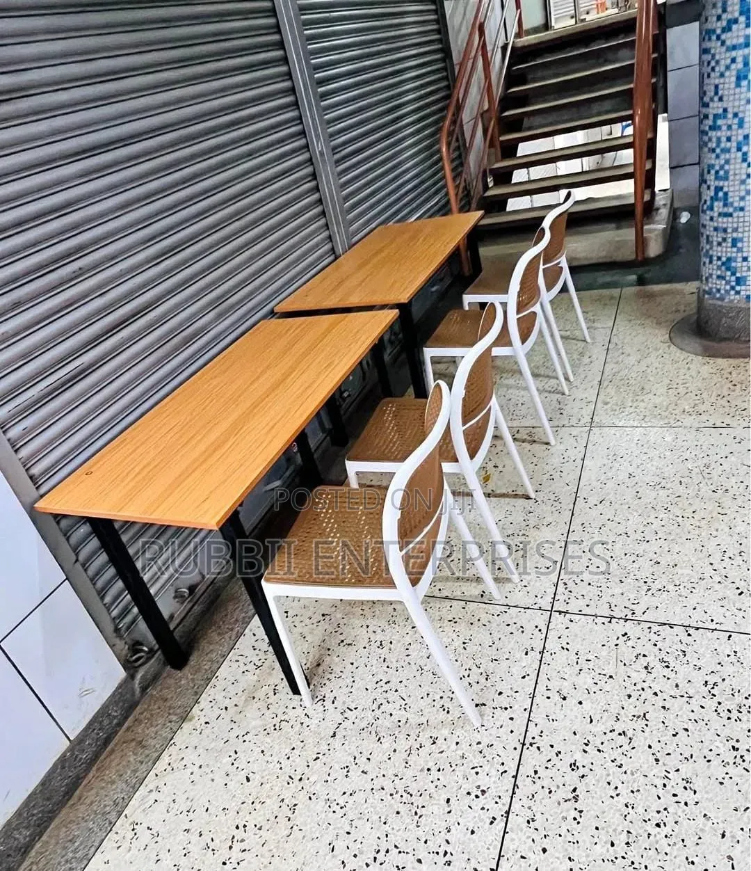 Foldable Table + 2 Armless Chair (Brown)