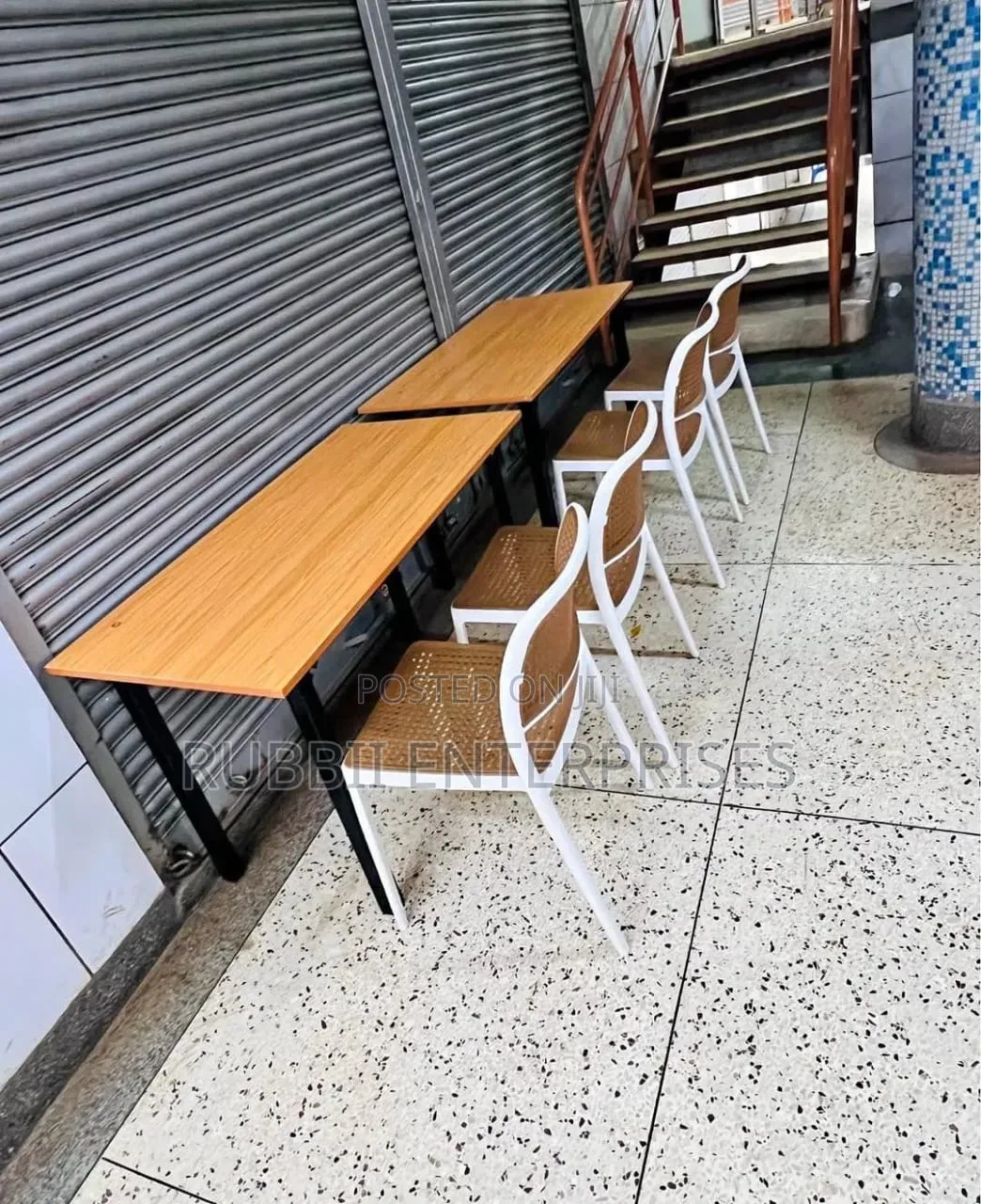 Foldable Table + 2 Armless Chair (Brown)