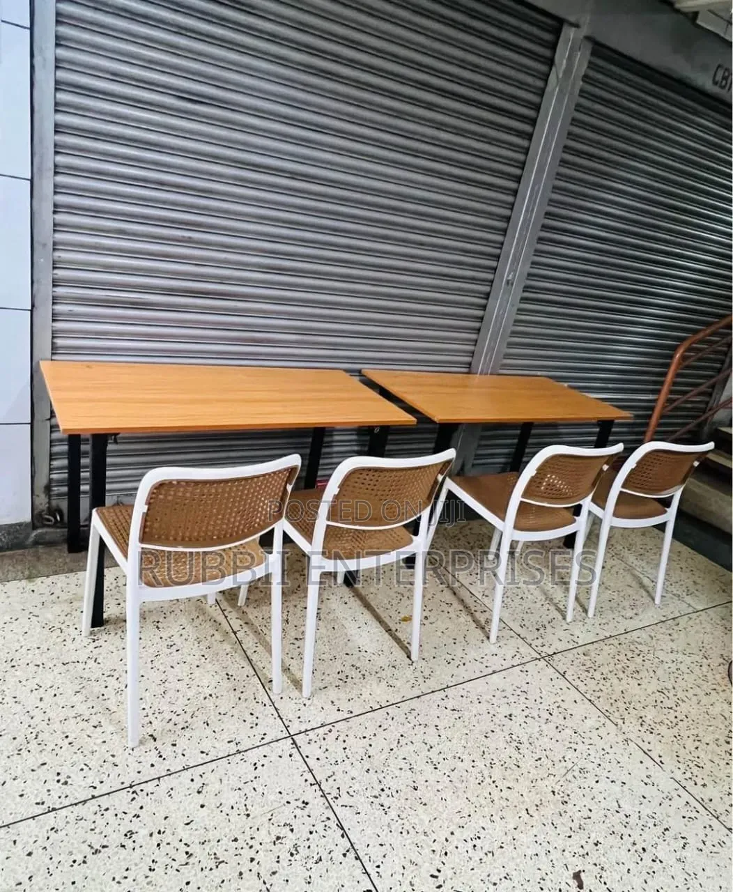 Foldable Table + 2 Armless Chair (Brown)