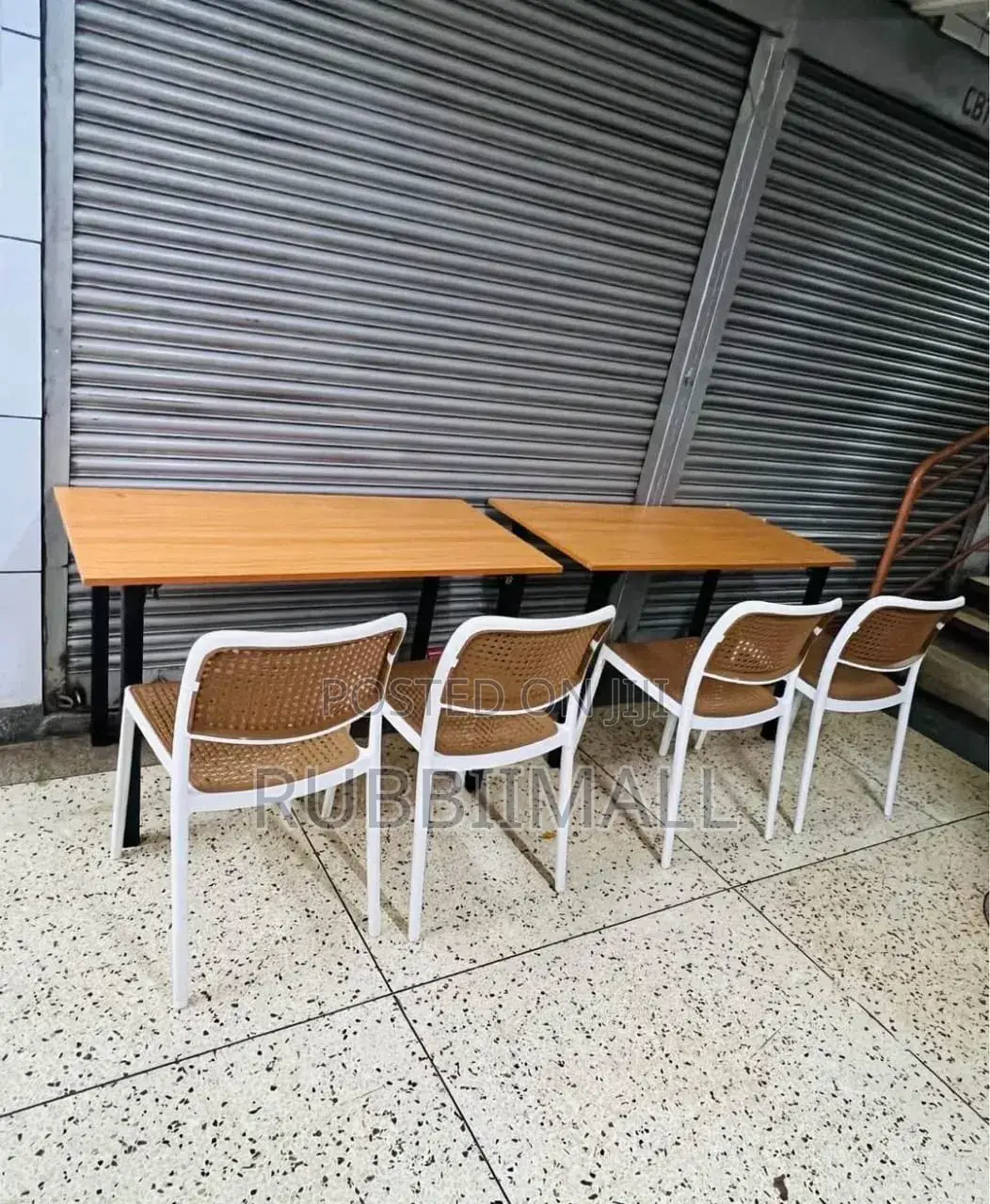 Foldable Table + 2 Armless Chair (Brown)