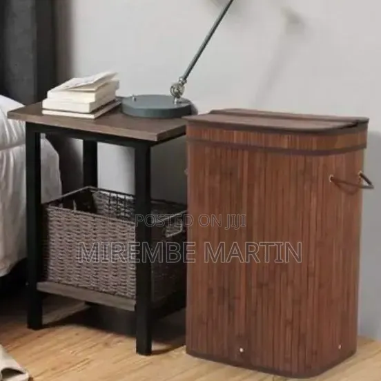 Natural Bamboo Laundry Hamper With Integrated Lid