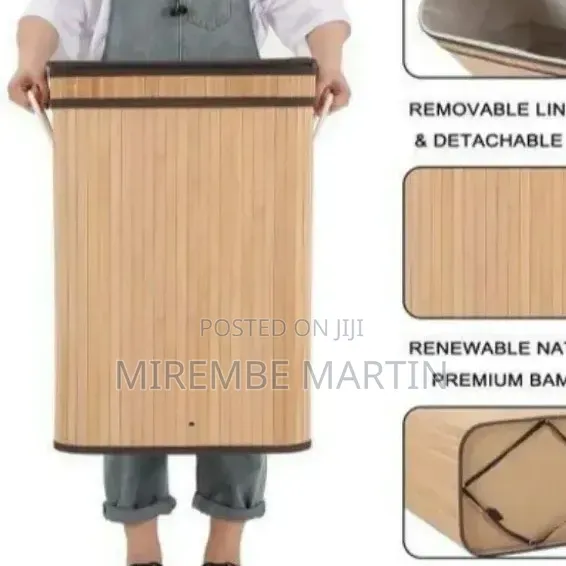 Natural Bamboo Laundry Hamper With Integrated Lid