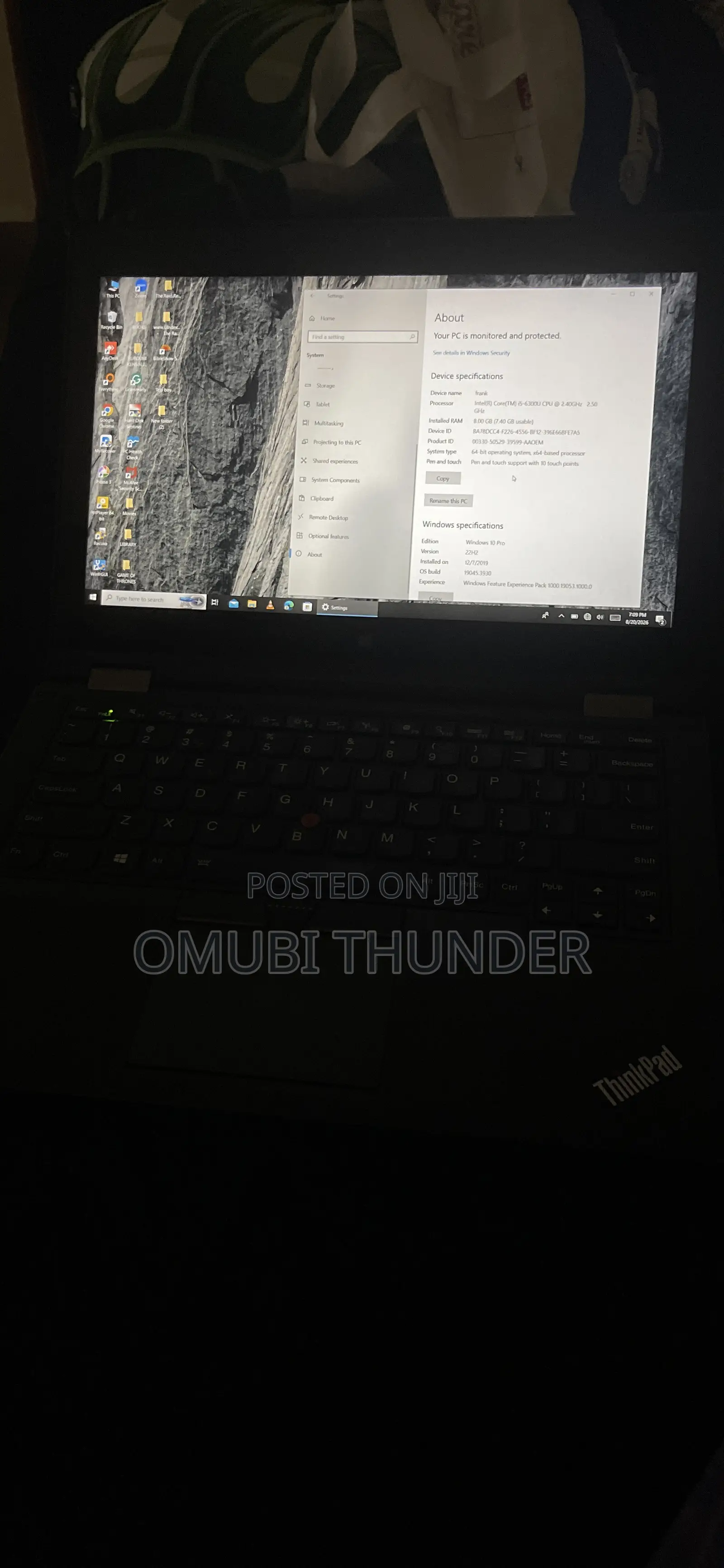 Laptop Lenovo ThinkPad T490s 8GB Intel Core i5 HDD+SSD 500GB
