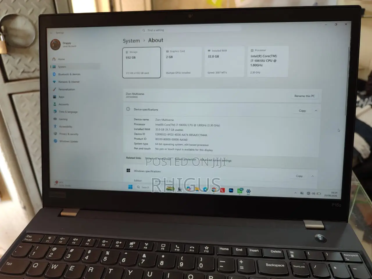 Laptop Lenovo ThinkPad P15s 32GB Intel Core i7 SSD 1T