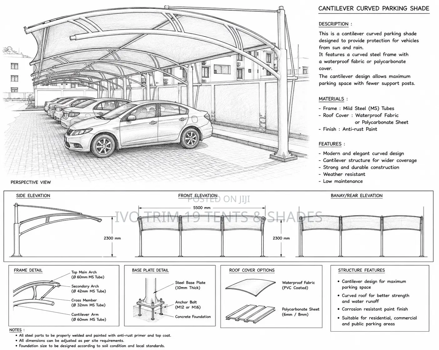 Curved Tension Fabric Carport