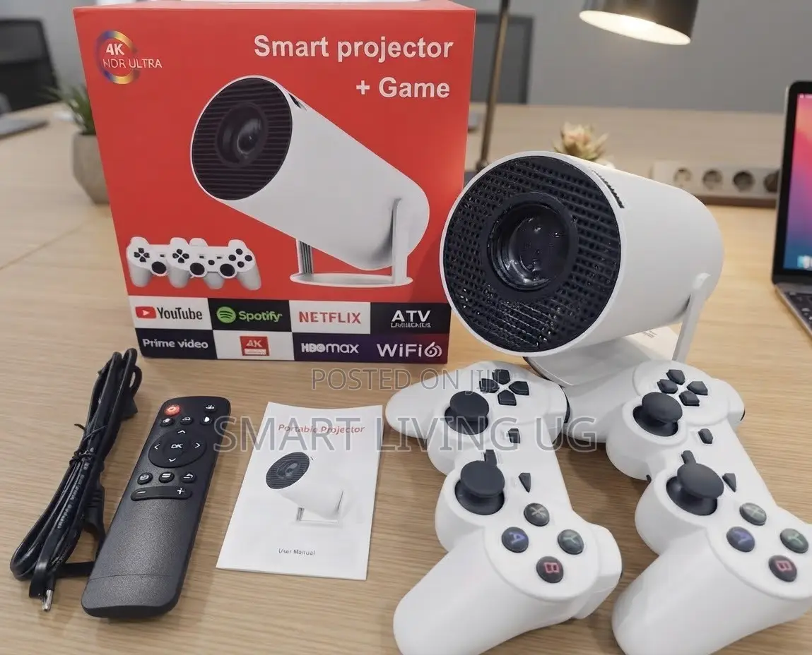 Smart Projector With Game Controllers – Ultra HD Portable Projector