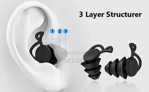 1Pair Reusable Ear Plugs for Noise Cancellation - Black