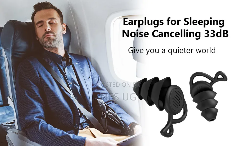 1Pair Reusable Ear Plugs for Noise Cancellation - Black