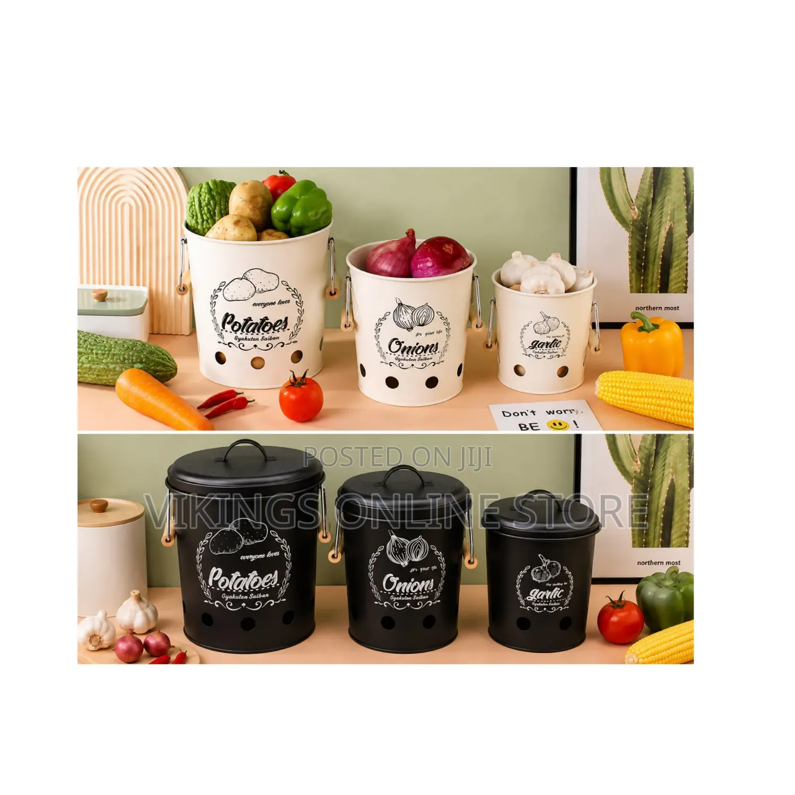 3pc Food Storage Aluminum Buckets