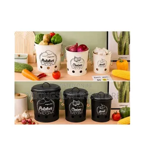 3pc Food Storage Aluminum Buckets