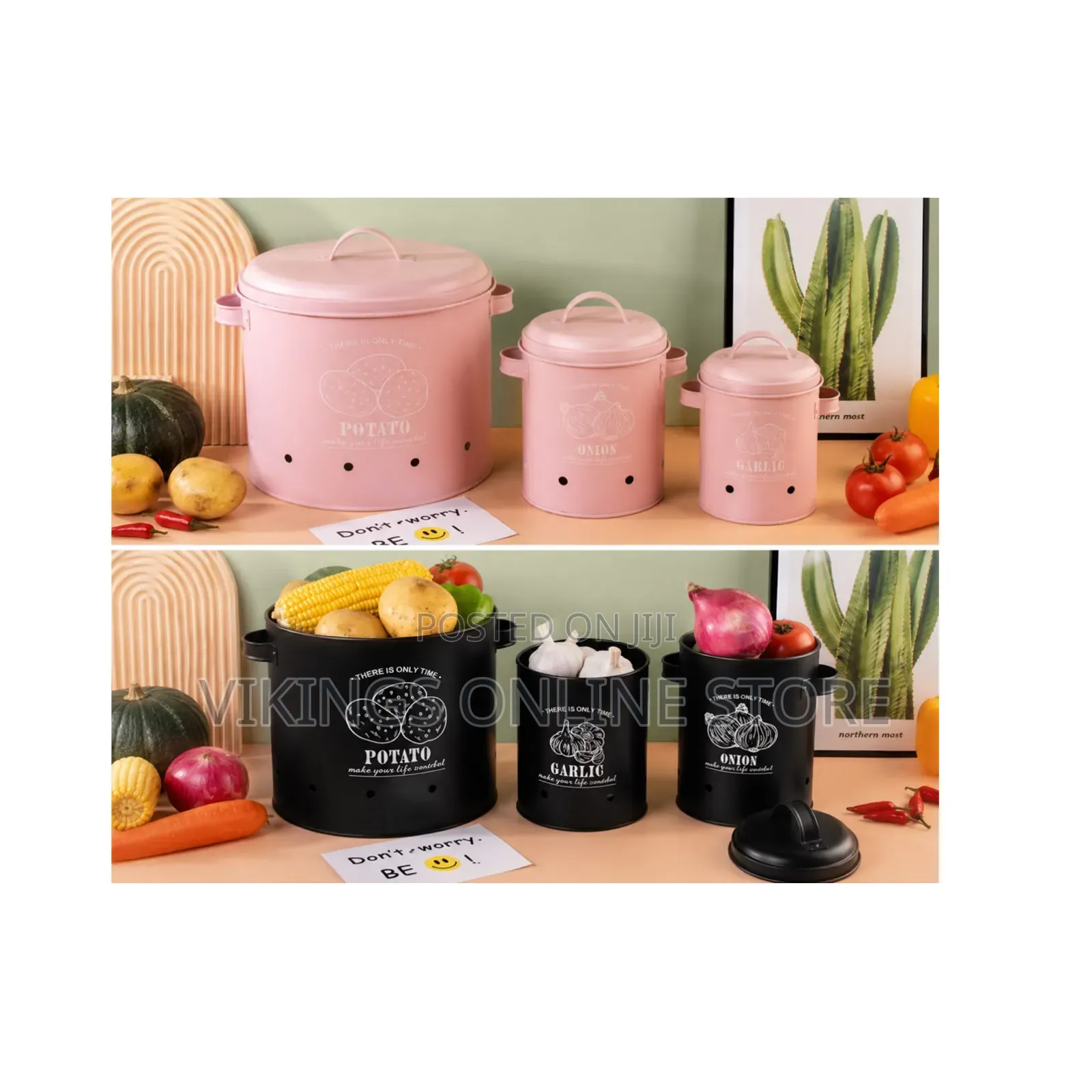 3pc Food Storage Aluminum Buckets