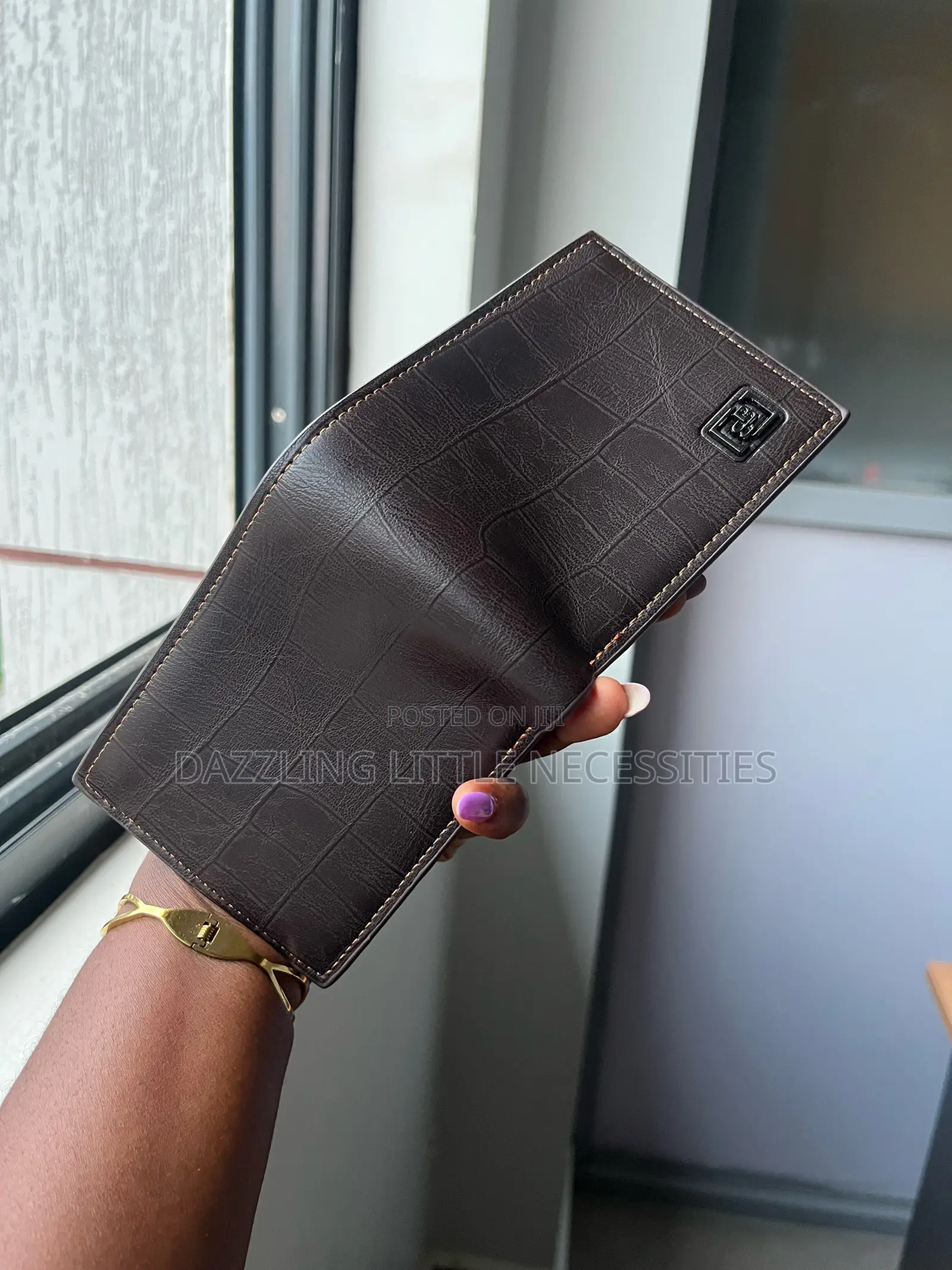 Men’s Croc Bifold Wallet - Coffee Brown