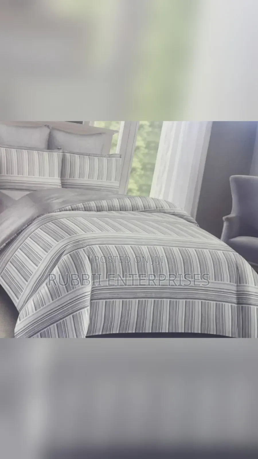 Bedcover / Duvet (Grey and White Striped )