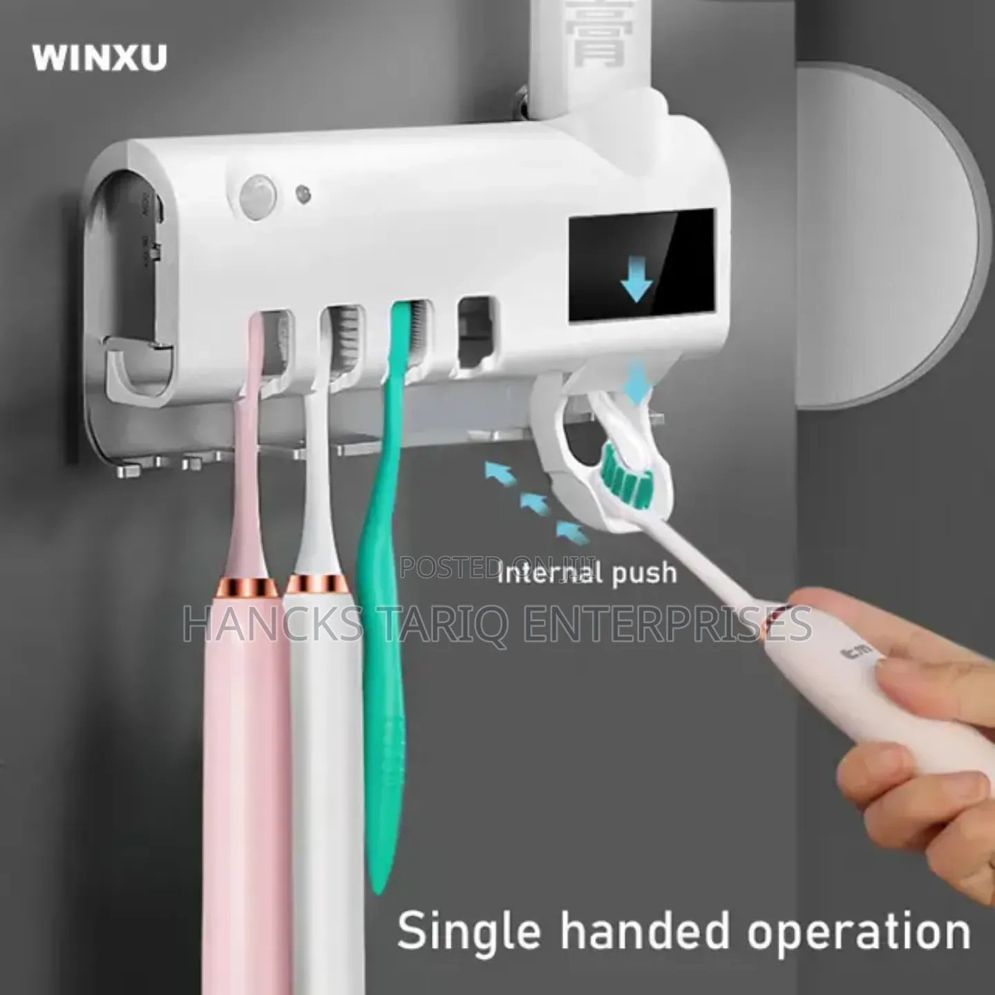 WINXU Automatic Toothpaste Dispenser and Toothbrush Holder Station