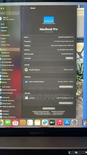 Laptop Apple MacBook 2019 36GB Intel Core i9 HDD+SSD 2T