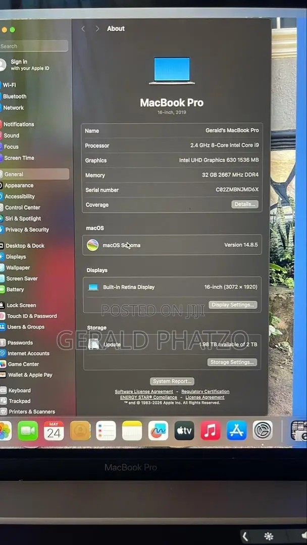 Laptop Apple MacBook 2019 36GB Intel Core i9 HDD+SSD 2T