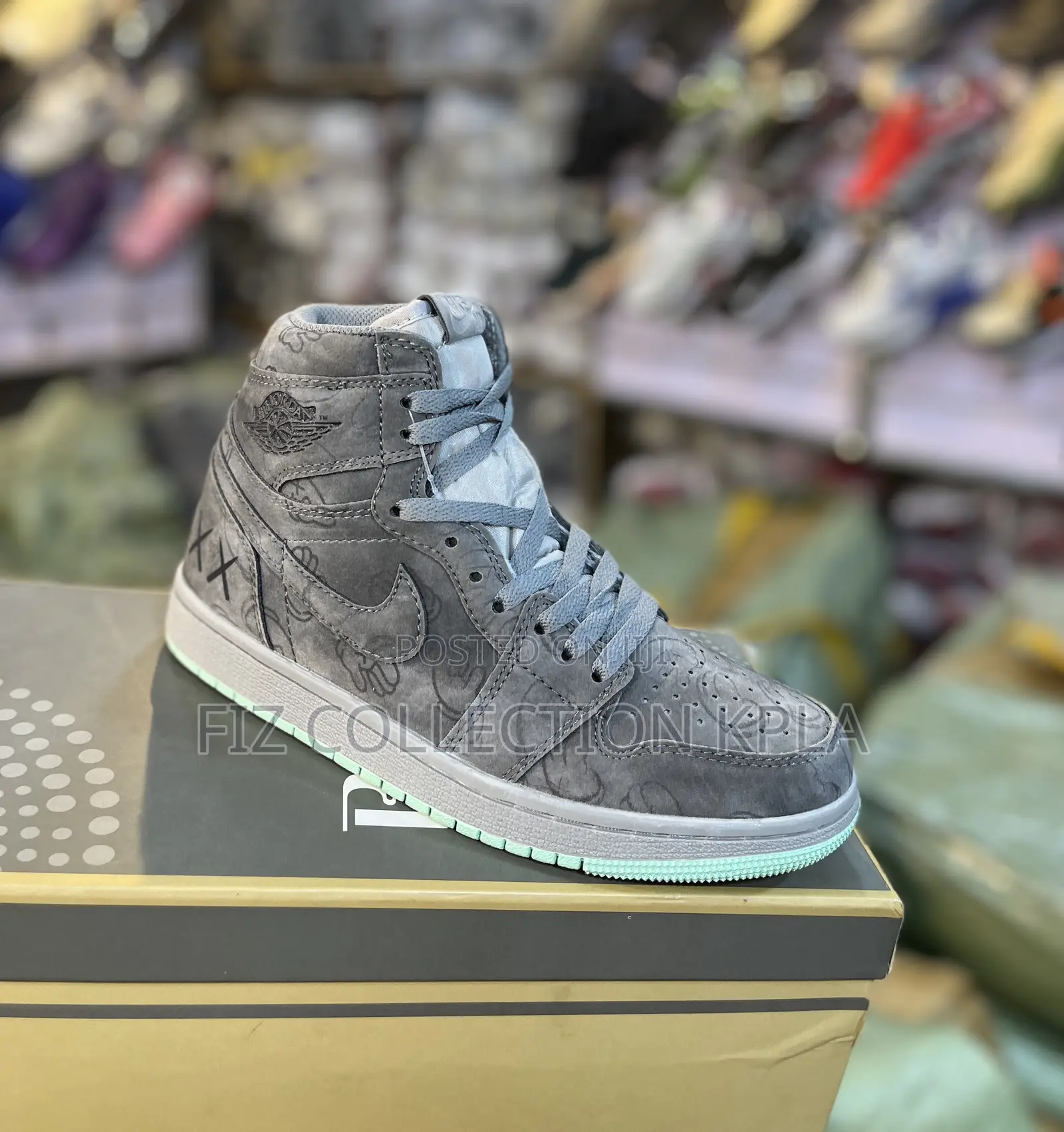 Original KAWS Style Air Jordan 1 High Grey Sneakers
