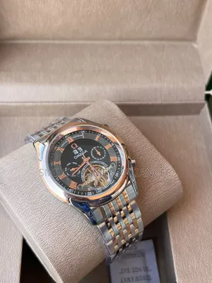 Black Face Men's Authentic Omega Wrist Silver Trapped Time Piece