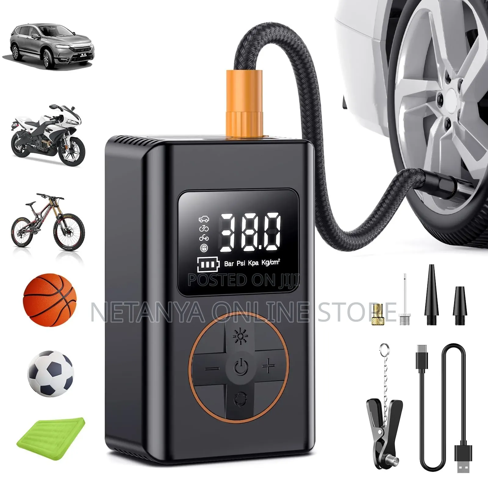 Multifunctional 3 in 1 Portable Car Air Pump and Phone Power Bank