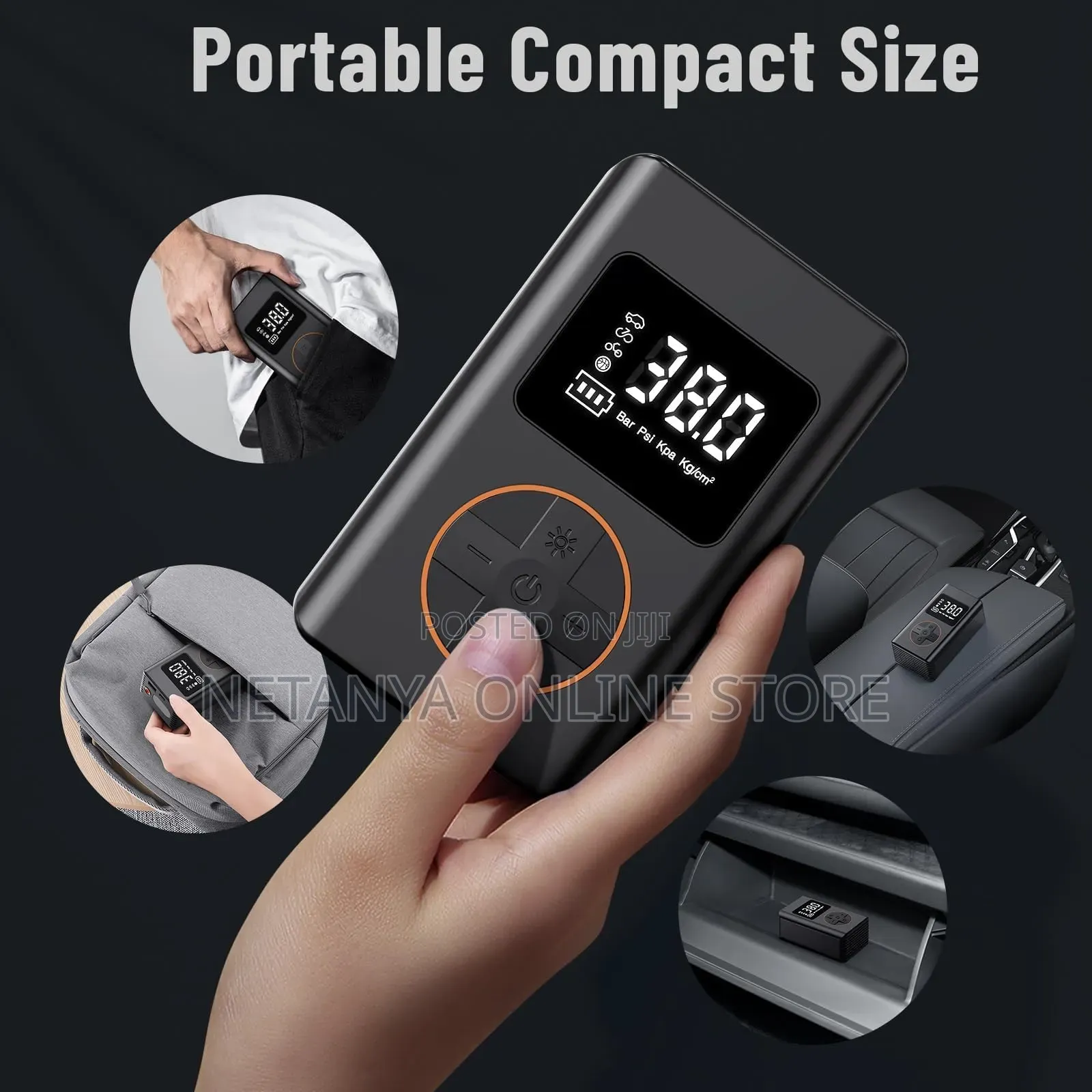 Multifunctional 3 in 1 Portable Car Air Pump and Phone Power Bank