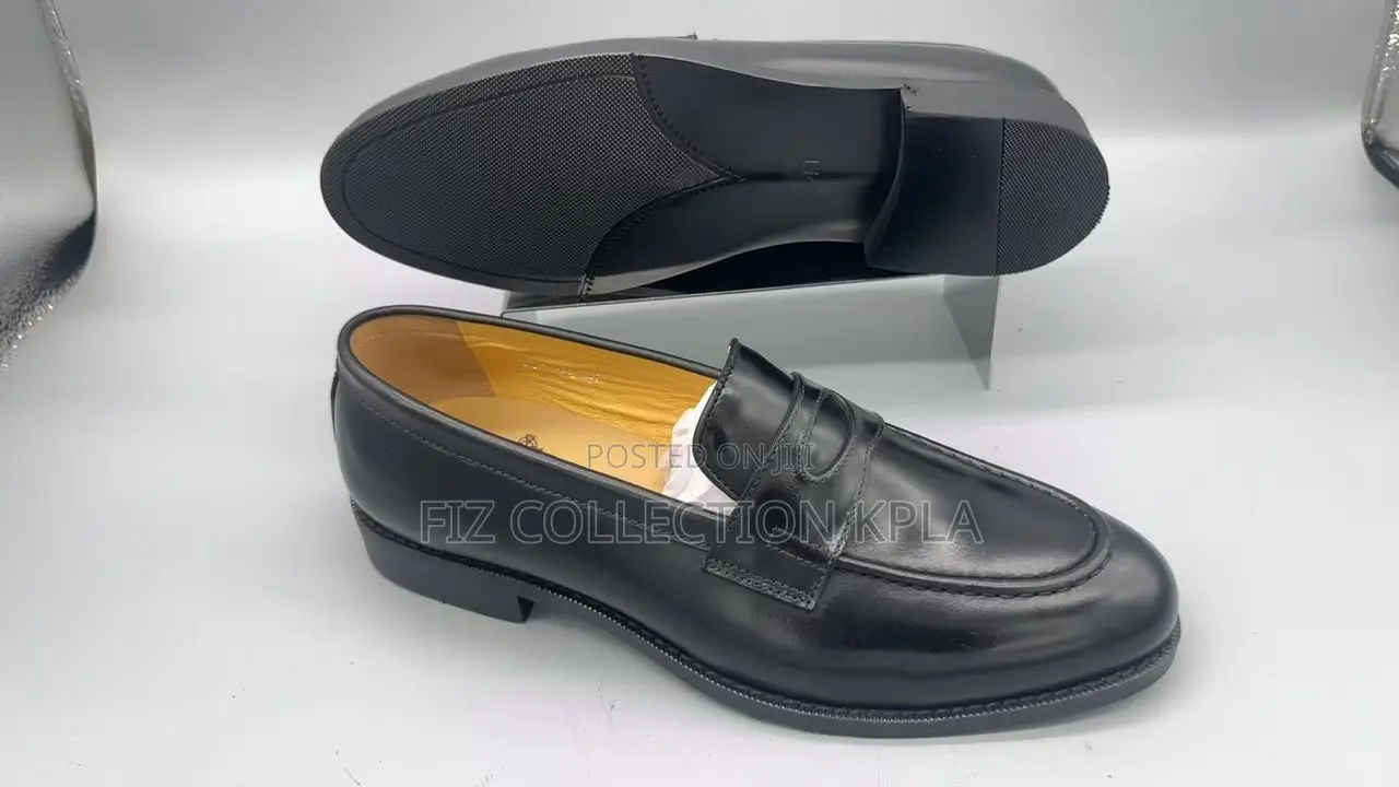 Original Black Leather Penny Loafers Polished Classic Dress Shoes
