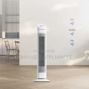 Modern Tower Fan – Powerful Airflow, Low Noise LED Light