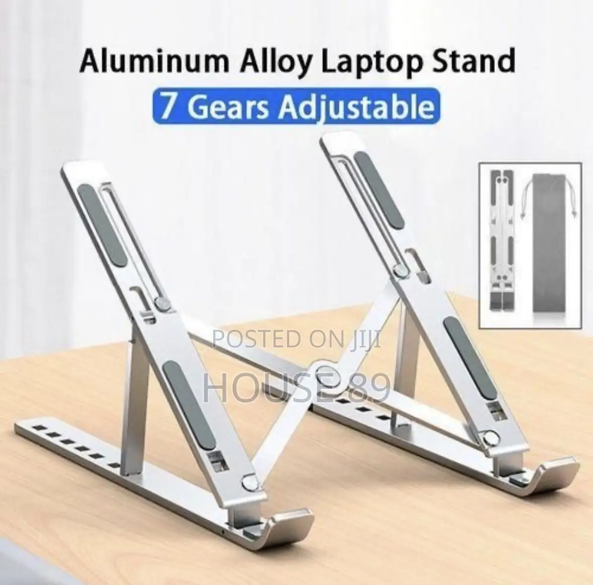 Foldable Aluminum Laptop Stand With an Adjustable X-Frame Design