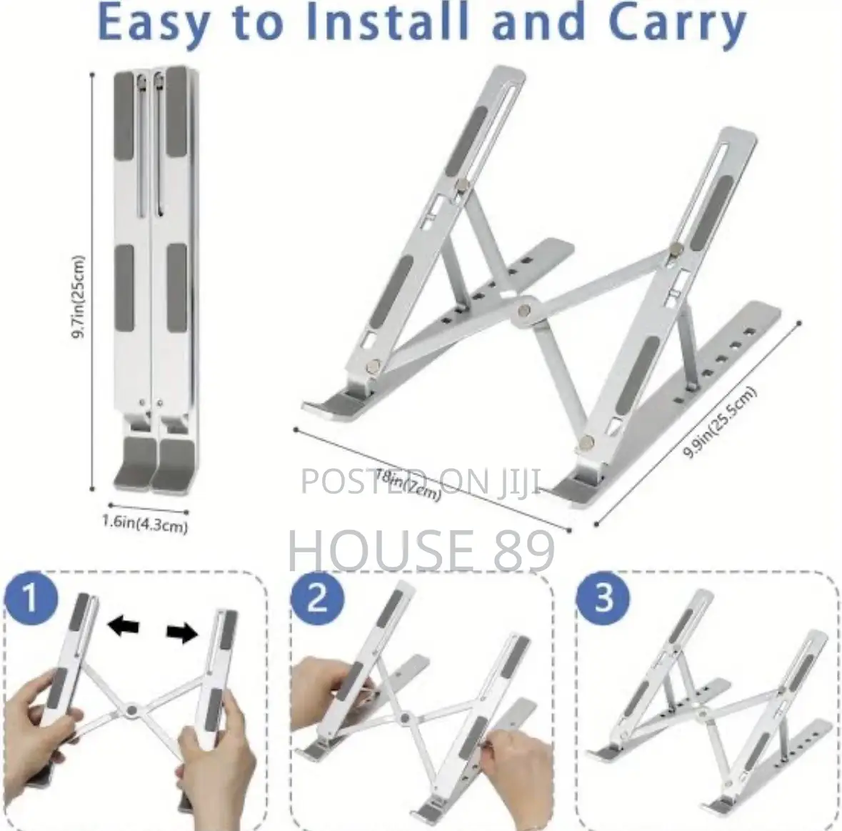 Foldable Aluminum Laptop Stand With an Adjustable X-Frame Design