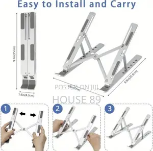 Foldable Aluminum Laptop Stand With an Adjustable X-Frame Design