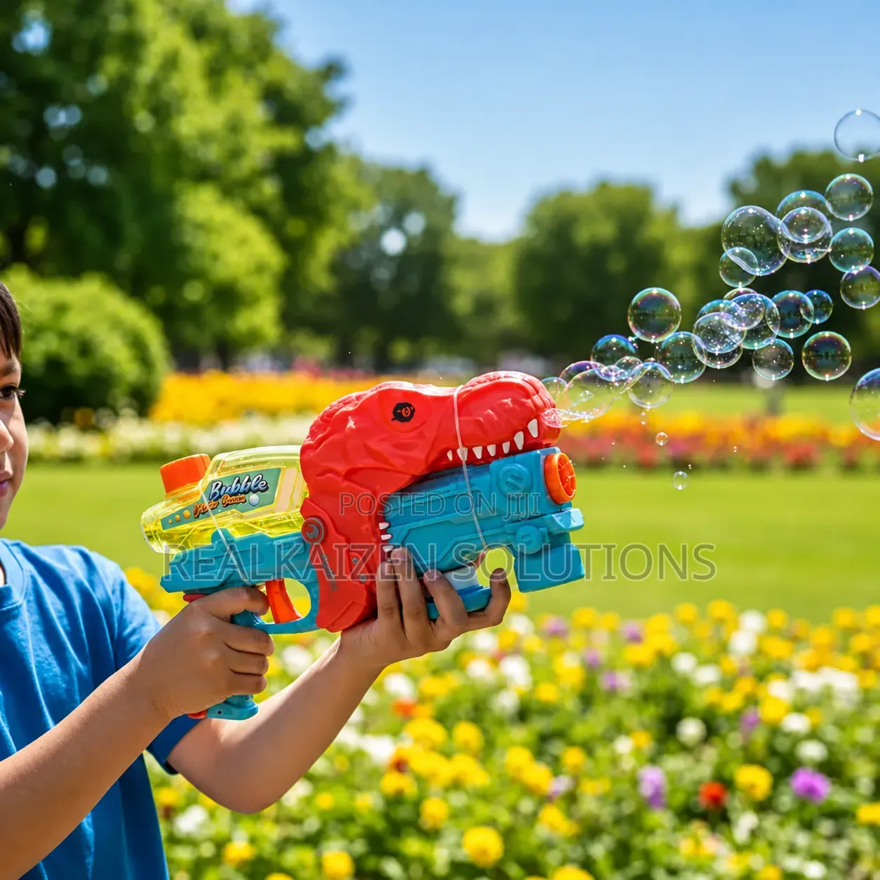 Colorful 2-in-1 Dinosaur Bubble and Bubble Blaster Gun