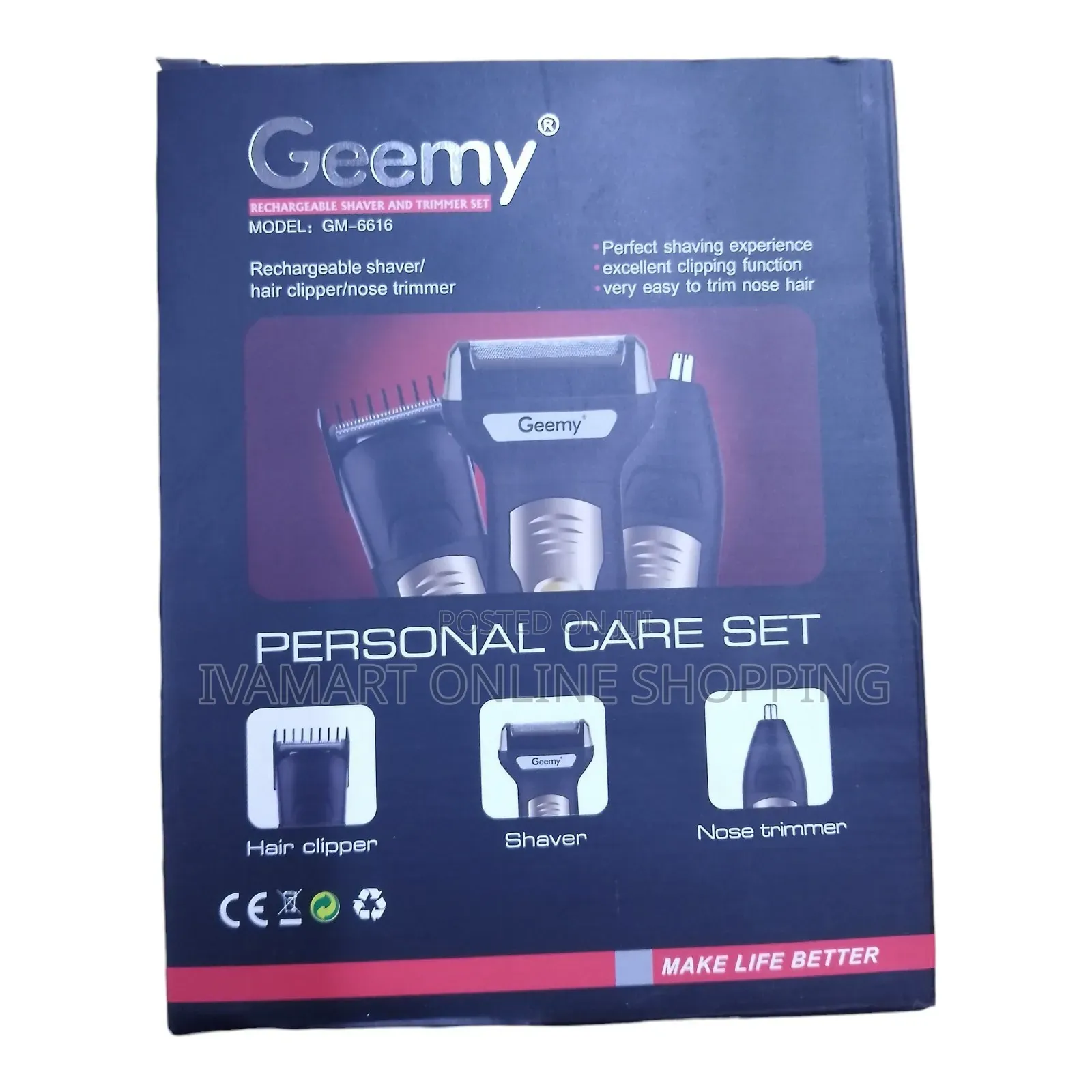 Geemy 3-in-1 Personal Care Set (Hair Clipper, Shaver and Nose Trimmer)