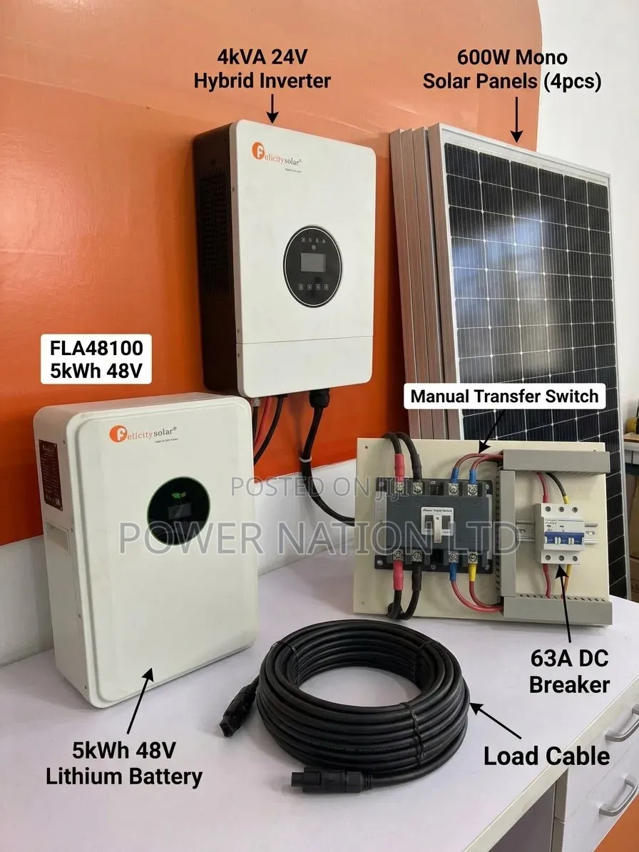 5kwh 4kva 24v Felicity Hybrid Complete Solar System