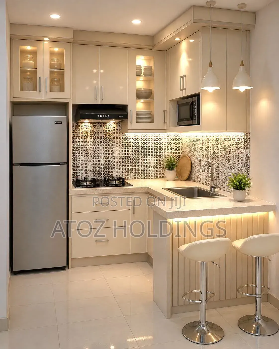 Peninsula Modern Kitchen Cabinets in Any Colour 990,000/- Per Meter