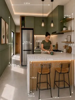 Peninsula Modern Kitchen Cabinets in Any Colour 990,000/- Per Meter